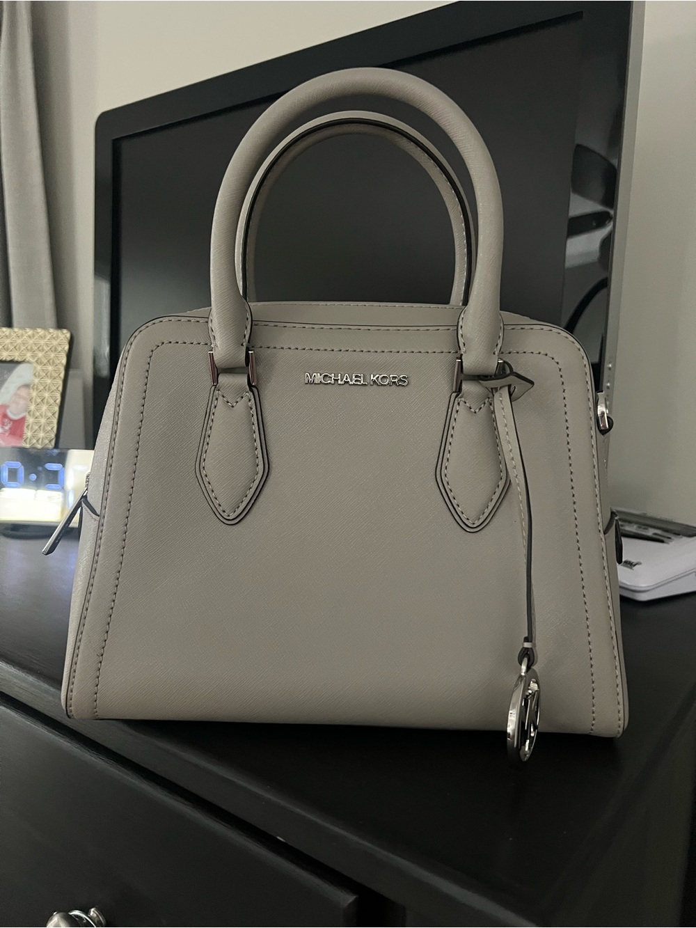 Michael Kors Light Gray Saffiano Leather Satchel